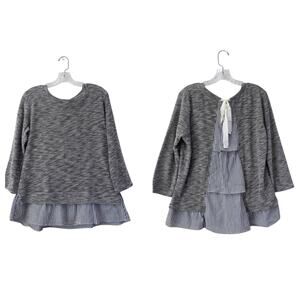 Clu + Willoughby Womens Tiered Ruffle Back Top Size M Mixed Print Cottagecore